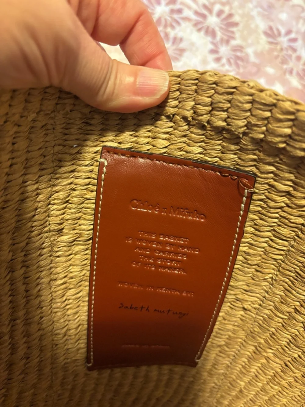 Chloé Straw Tote with Branded Canvas Straps - Natural Brown & Cream - Picture 6 of 8